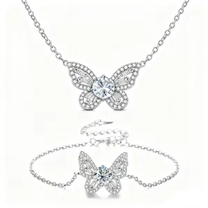 #77 (Butterfly Set) 925 Sterling Silver Synthetic Moissanite
