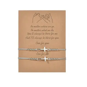 Summer Simple Plain Personalized Cross Weave Design Beaded Bracelets, Adjustable, Bracelet For Couples, Couple Or Friendship Bracelets Set, Fashion Creative Alloy Accessories Gift, Valentine's Day, Gift money Heart Rate men