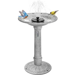 VIVOHOME Solar Bird Bath with Fountain and Reservoir, Battery System, 20" Bowl 1.2 Gal ABS Outdoor Birdbath for Outside, Yard, Weather-Resistant