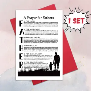A Prayer For Fathers Christian Father's Day Card, Religious Faith-Based Father Acrostic Poem Greeting Card, Bible Verse Silhouette Dad Appreciation Card