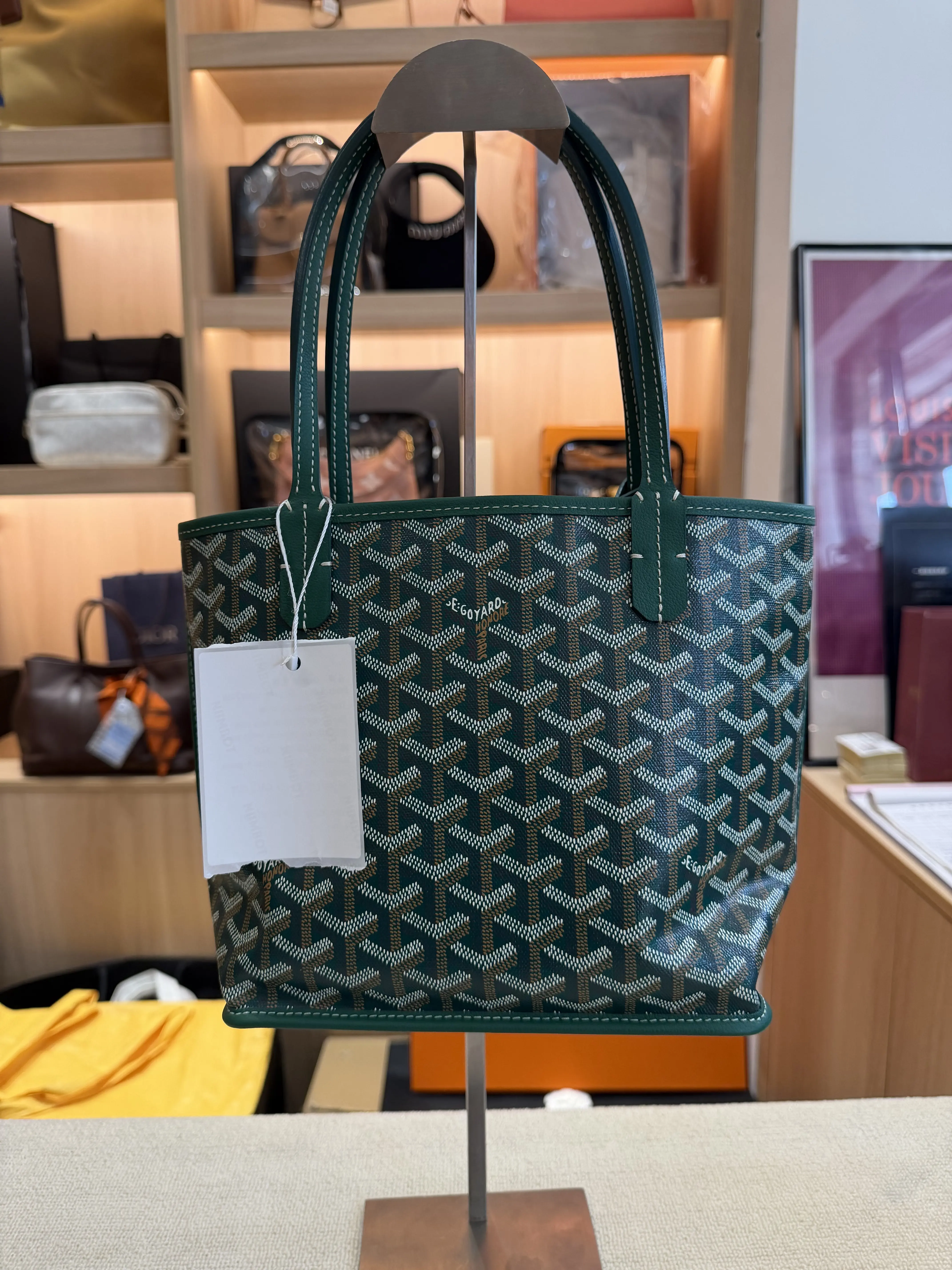 Pre-owned Goyard Anjou Tote Bag Green Mini Tote Bag