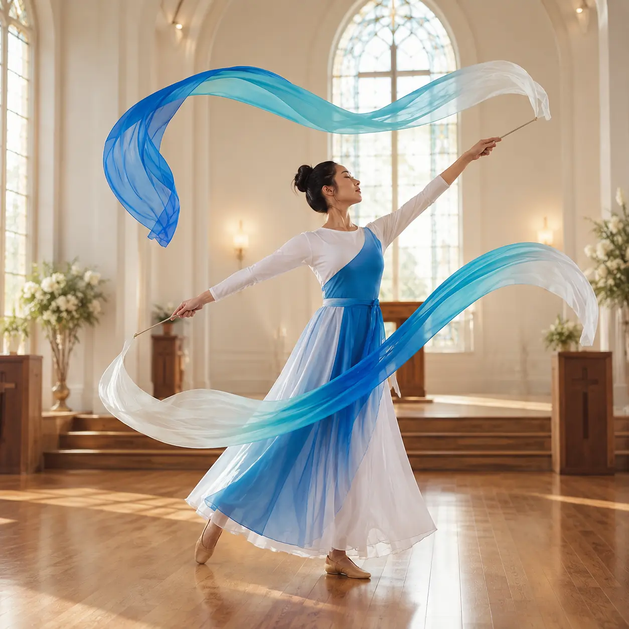 2 Pack Dance Streamer Ribbons with Extendable Rods for Praise Dance, Worship Dance & Stage Performance