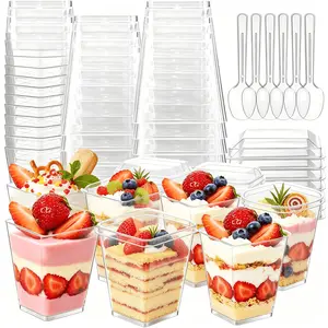 Viral Dessert Cups With Lids And Spoons 50 Pack, 5 Oz Clear Plastic Mini Parfait Shooters for Your Meal Prep and Party Treats, Satisfying Layered Snack Containers That Make Every Dessert Look Beautiful, Perfect for Yogurt Pudding Fruit and Mousse