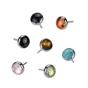 20G/18G/16G Natural Stone Bezel Threadless Flat Back Studs • Push Pin Labret • Flat Back Earring • Tragus Stud • Flat Back Nose Stud • Helix Stud • Cartilage Stud • Threadless Nose Stud • Stone Stud • Implant Grade Titanium • Silver Flat Black Stud