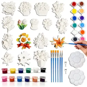 15 Pcs DIY Plaster Painting Kit for Adults & Kids – Sensory Fidget Craft Set with Embedded Magnets & Car Diffuser Clip. Paint Your Own Flower Fridge Magnets. The Perfect Creative Stress Relief Gift for Party Favors, Home Decor & Artistic Fun.