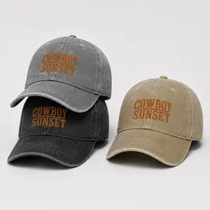 Unisex Cowboy Sunset Baseball Cap - Mesh, Adjustable, Casual Hip Hop Hat for Outdoor Travel, Beach (Spring, Summer, Fall)