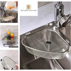 High-quality source supply 1Pc Kitchen Sink Strainer Set (Silver) - Corner Sink Filter, Multi-Function Drain Basket, Stainless Steel Food Catcher for Kitchen Waste, Vegetables & Fruits, Anti Clogging Strainer