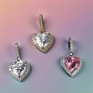 Uwin Iced Out Heart CZ Pendant Cuban Link Chain Choker Necklace Women Fashion Hip Hop Rapper Jewelries all-match jewelry gift