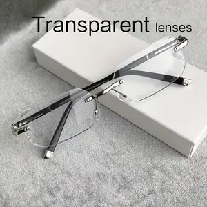 Clear frame rimless glasses, suitable for women and men - rectangular frame, lightweight TR glasses, with adjustable shoulder strap, perfect for parties and everyday stylish decorative glasses, party glasses, modern glasses, durable glasses.