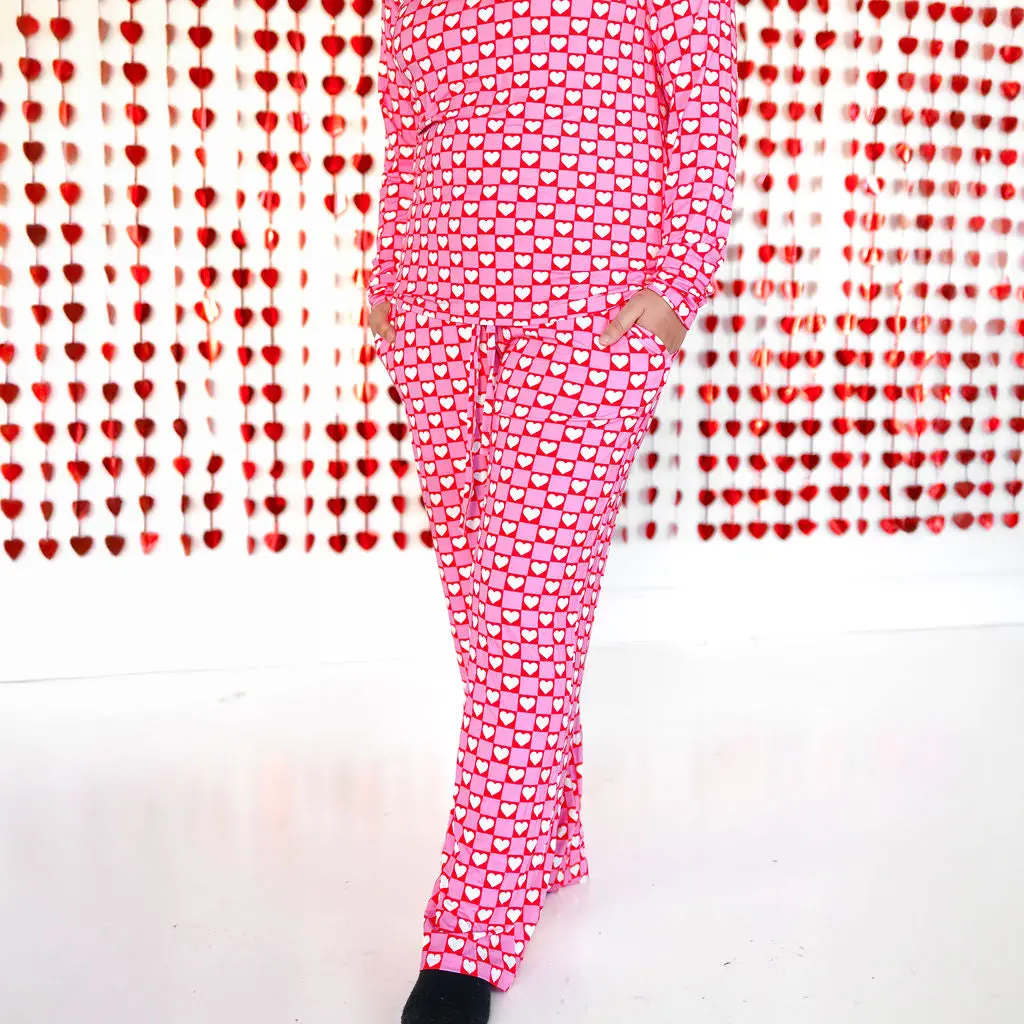WOMEN'S PAJAMA SET- Red Hearts, Soft Comfortable Breathable Loungewear, Valentines