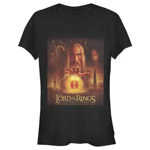 Juniors Womens Lord of the Rings Two Towers Saruman and the Eye of Sauron T-Shirt