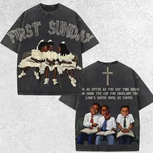 Vintage First Sunday Faith Graphic Acid Washed Oversized Hoodie , Full Size . Double Sides Unisex Oversize Acid Washed Heavyweight Cotton Hoodies Apparel Classic