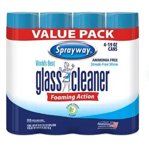 Sprayway Glass Cleaner Value Pack 4-19 oz Cans Ammonia Free Streak-Free Shine Foaming Action Clean Fresh Scent Cleaning