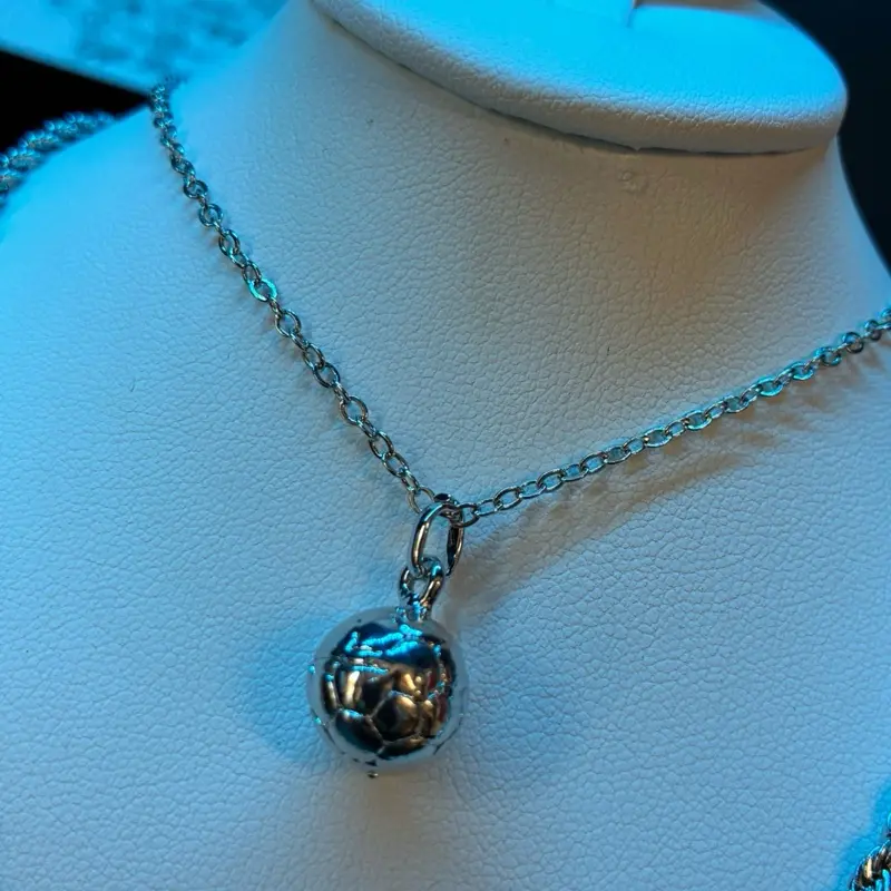 Silver Soccer ball pendant necklace