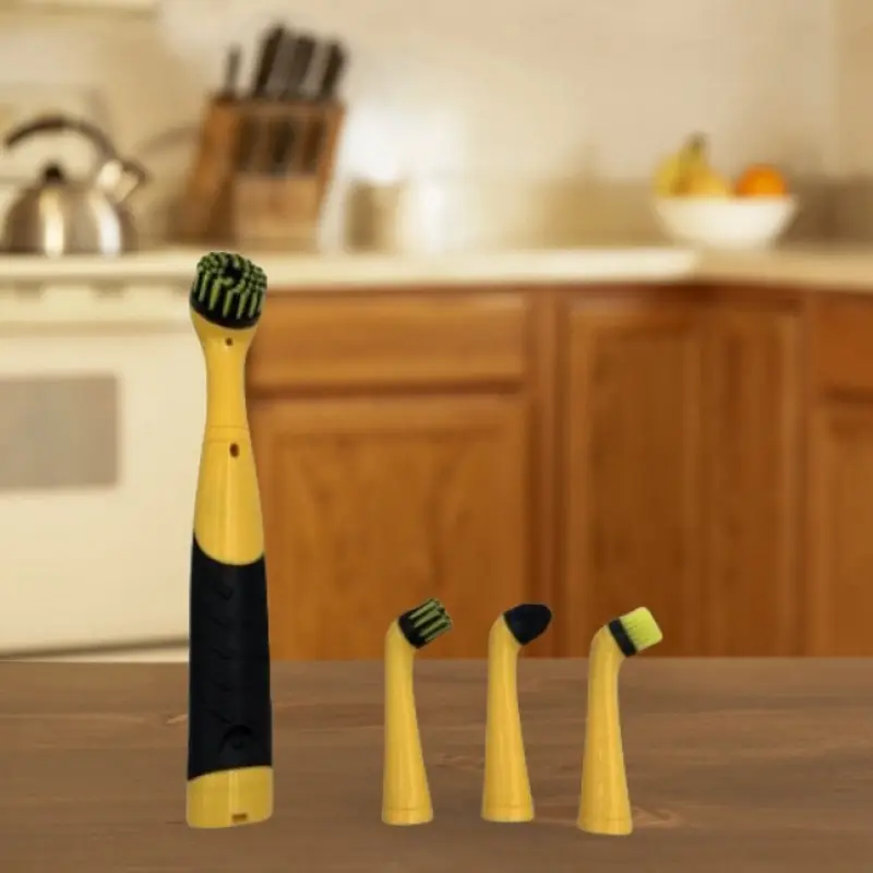 Household Battery-Powered Electric Rotatable Head Spin Scrubber - Plastic Cleaning Brush with Multi-Head Set, Portable Tool for Kitchen, Bathroom