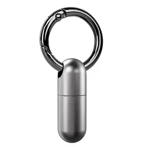 TGZUO Waterproof Mini Titanium Alloy Pill Holder Keychain, Silver Color Portable Container for Travel, Durable Lightweight Storage Solution, Gift a zinc alloy keychain