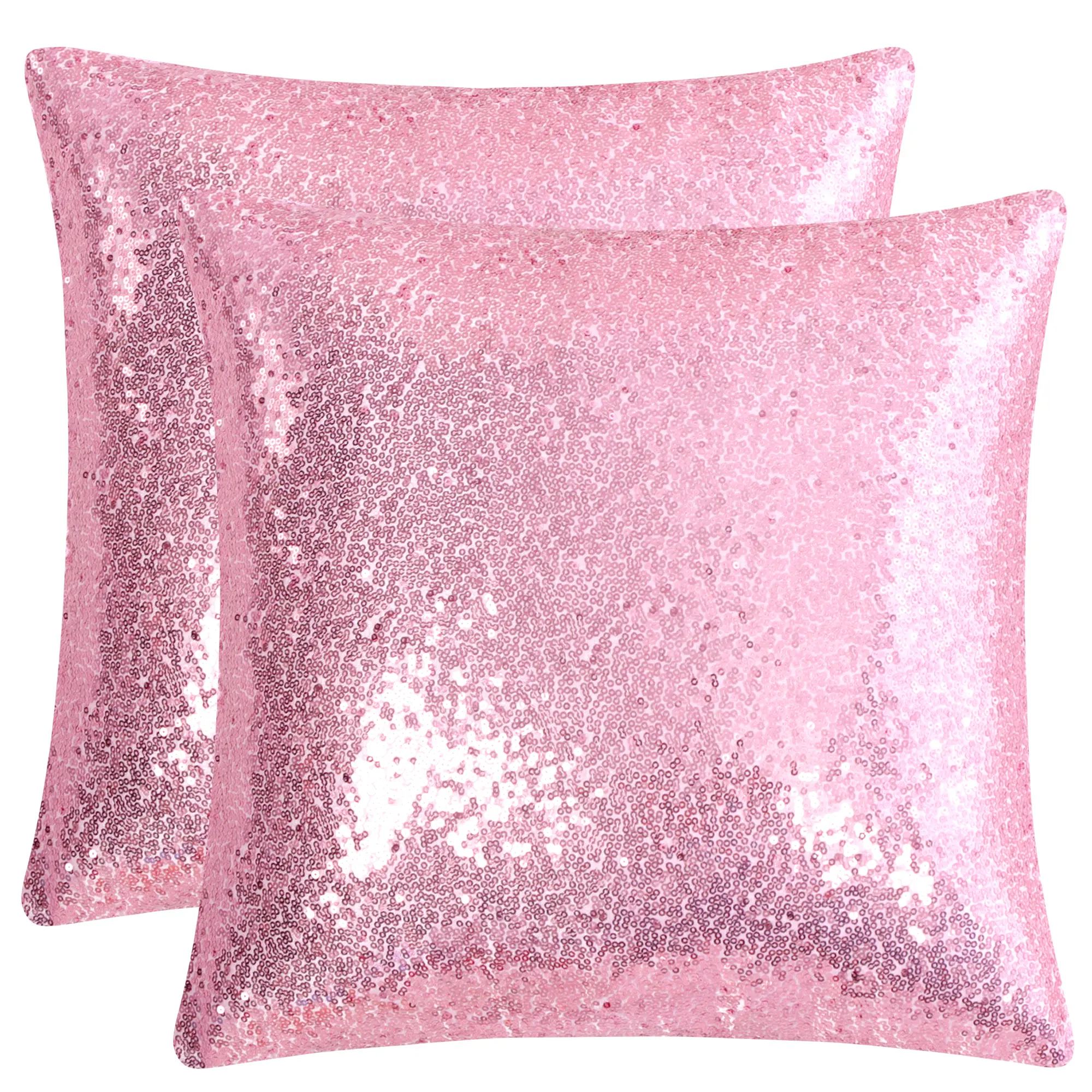 Unique Bargains 2 Pcs Sequin Throw Pillow Covers, Shiny Sparkling Comfy Satin Sequin Cushion Covers, Decorative Pillowcases for Bedroom/Living Room, 16 x 16 Inch