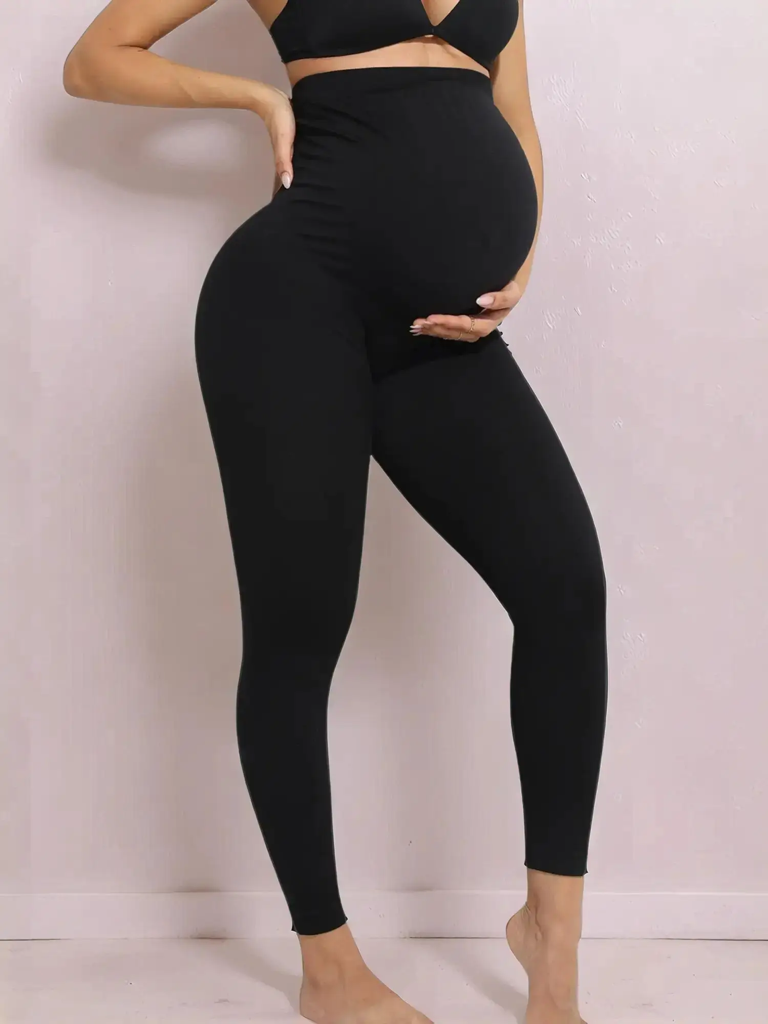 Maternity Solid Color Leggings, Casual Comfy Breathable Skinny Pants for Daily Wear, Maternity Bottoms for All Seasons, Maternity Clothing, Pregnancy