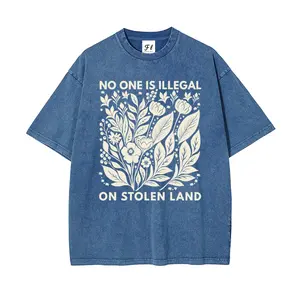 No One Is Illegal On Stolen Land ANTI ICE Oversize Unisex Washed T-Shirt for Women and Men's Unisex Fit Batik Cotton Oversize Streetwear Menswear  Super Soft Pre-Shrunk