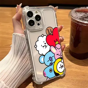 Cartoon Cute Kpop B-bt21 Phone Case Suitable for iPhone 17 16e 16 15 14 13 12 11 Mini Pro Max Air X XR XSMAX 8 7 Plus Anti Fall Transparent Soft Back Cover