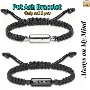Pet Cremation Bracelet & Cylindrical Pet Urn | Stainless Steel | Gray & Silver Available | In Memory of Your Furry Family