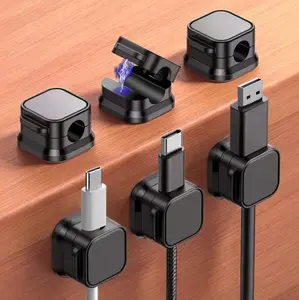 Magnetic Cord Holder, Cable Clips for Desk, Adhesive Cable Management Wire Keeper for Nightstand, Home, Office, Desktop, Car, Wall