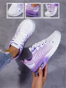 Unisex Pink-White Gradient Versatile Air Cushion Casual Sports Shoes, Sneaker: Light Trendy Sports Style, Pink-White Gradient Tone, Air Cushion Structure, Breathable Mesh. Ideal for Daily Social & Sports Styling.