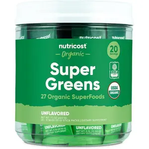 Nutricost Organic Super Greens (Unflavored) 20 Stickpacks - Gluten-Free, Non-GMO