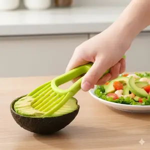 Avocado Slicer Pitter Tool: Non-Slip Anti-Break Design for Mango, Papaya, and Fruit Meat Separator. Easy Grip, Anti-Mold, Antibacterial. Kitchen Gadget for Salad, Baby Food, Home & Commercial Use. Safe, Washable, Lightweight Fruit & Vegetable Cutter.