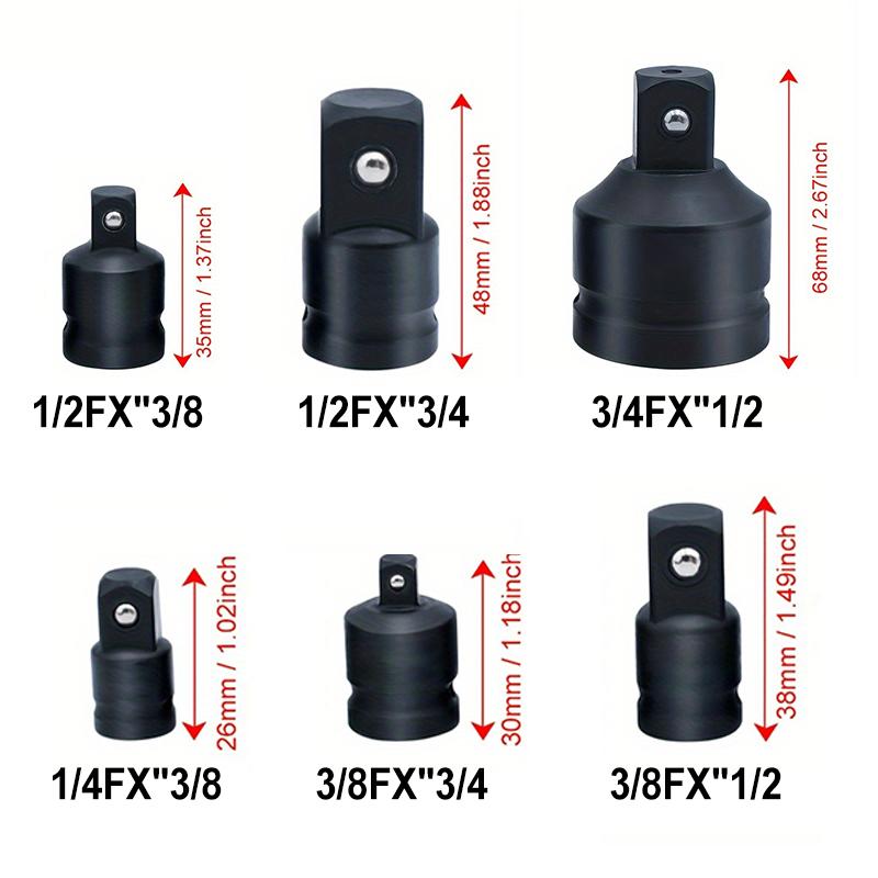 2026 Upgraded  6 Piece Impact Socket Adapter Set, Standard SAE, 1/4, 3/8, 1/2" Cr-V Steel Impact Driver & Wrench Conversion Kit Socket Reducer, Locking Socket Adapter Set