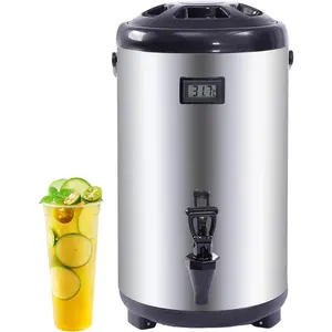Drink Dispenser, 12L/ 3.17Gal Insulated Beverage Dispenser with Spigot for Hot Tea & Coffee, 304 Stainless Steel Hot &Cold Thermal Drink Dispenser, Portable Airpot Beverage Dispenser For Home Use