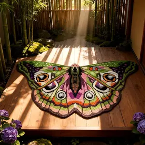 Colorful Butterfly Carpet, Luxurious Vintage European Insect Rug, Irregular Design Spring Home Decor, Soft Comfortable Plush Mat, Butterfly Area Rug