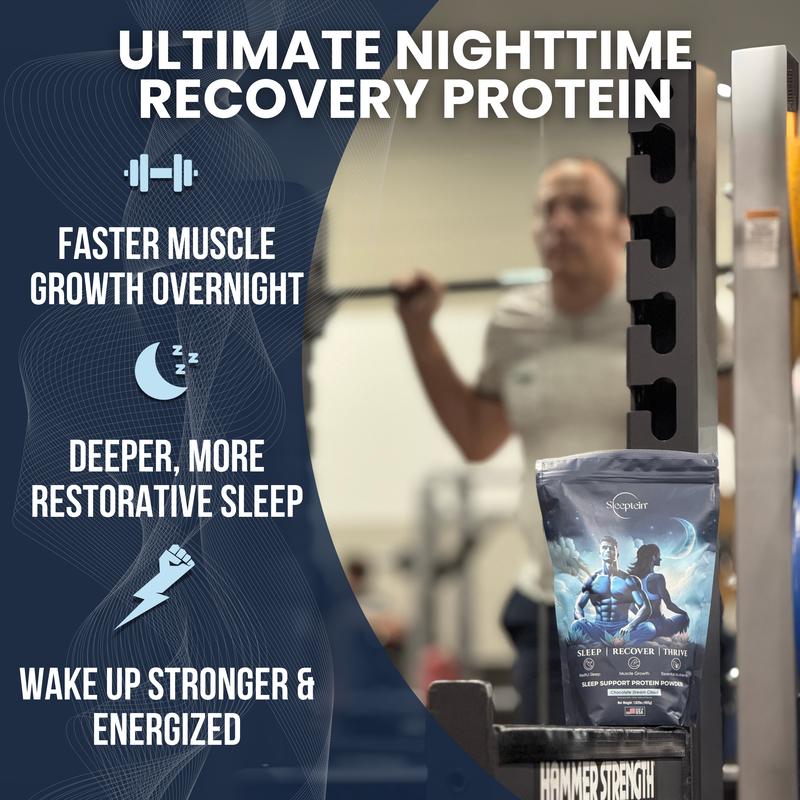 Sleeptein Sleep Protein Powder - Nighttime Sleep Aid & Premier Protein Shake with 25g Micellar Casein + Grass-Fed Whey Protein, Magnesium Glycinate, 5-HTP, GABA, L-Theanine & Valerian Root for Restful Sleep, Muscle Recovery & Growth - Healthcare
