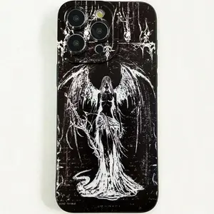 Punk Angel Pattern Phone Case, 1 Count Anti-fall Decorative Phone Protector Cover, Phone Accessories Compatible with iPhone 11 12 13 14 15 Pro Max