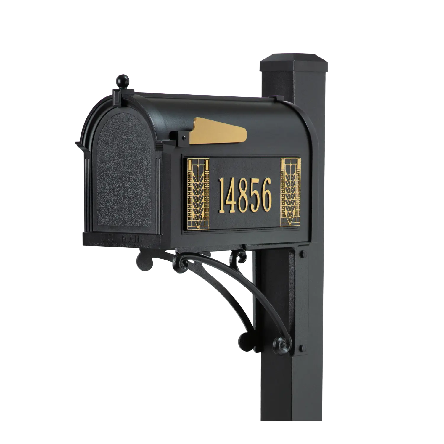 Whitehall Frank Lloyd Wright Tree of Life Superior Mailbox Package, Capitol Mailbox with Superior Post & Personalized Side Plaques, Outdoor Post Mount Mailbox System