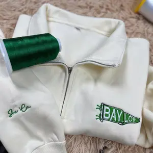 University Embroidered Pennant quater-zip Sweatshirt, College School Spirit Shirt, Gift for Her, Gift for Him
