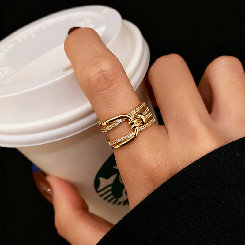 Women's Cubic Zirconia Twist Ring, Elegant Floral Design Jewelry Gift, Perfect for Daily Wear & Special Occasions, Stylish Accessory, Statement Multi Ring, Statement Rings, Fashion Stackable Rings, Stackable Finger Rings, Stacking Ring, Beautiful Rings