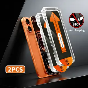 [2PCS]  Privacy/High Definition Screen Protector，for iPhone 17/16/15/14/13/12/11,  Headset Covered Fully Protection, electroplated oleophobic layer， Auto Dust-Elimination, One-Click Bubble-Free Installation
