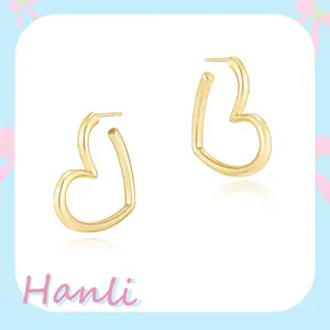 HANLI Gold Huggie Earrings for Women-14k Gold/Silver/Rose/Black Plated Heart Hoop Earrings Lightweight Hoops Gifts