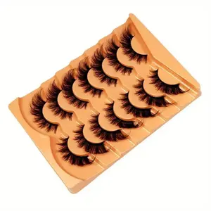 Cat Eye False Eyelashes, 7 Pairs Slender Curling Fluffy Faux Cluster Lashes, Full Volume Eye Makeup Strip Lashes, Volumized False Eyelashes for Lashes Extensions, Eye Makeup, High Quality Eyelashes