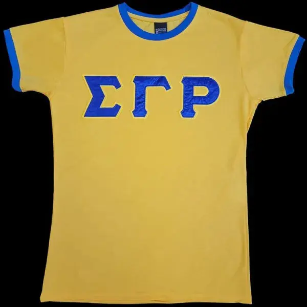 Sigma Gamma Rho Ringer T-Shirt Gold Sigma Gamma Rho Ringer T-Shirt Gold