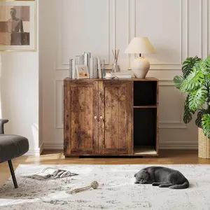 Cat Litter Enclosure with Scratch Pad, Large Space for Placing Litter Robot 3/4, Power Outlet and Dog-Proof Shelf, Cat Litter Box Furniture Hidden