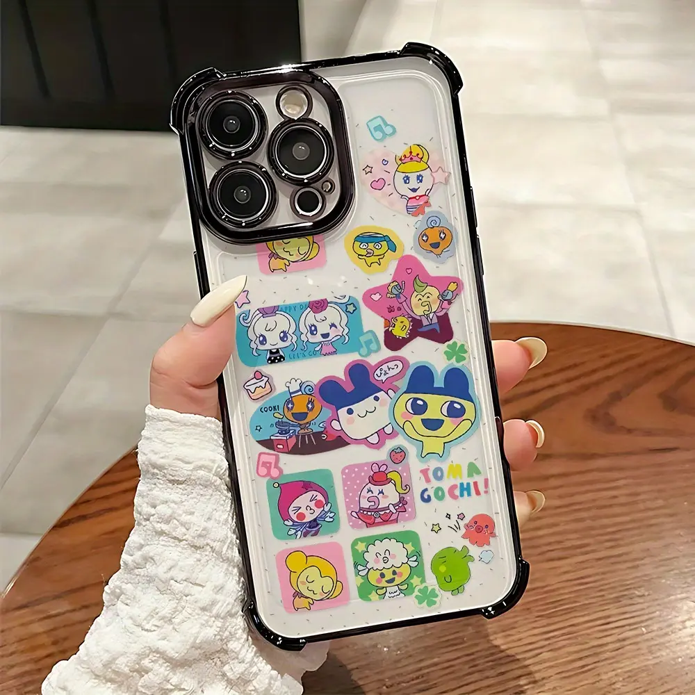 Cute T-Tamagotchis TPU Phone Case for iPhone 16,15,14,13,12,11 Pro Max,X,XR,XS Max,8,7 Plus - Transparent Soft Back for Drop Protection, Accessories