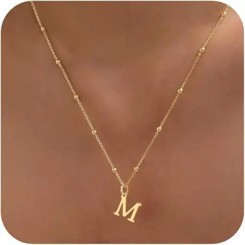 Unisex Dainty A-Z Initial Necklace - Customizable Nameplate Chain, Elegant Letter Charm Jewelry, Female Metal Coating Gold Accessory, Memorial Day Gift for Daily Wear/Parties