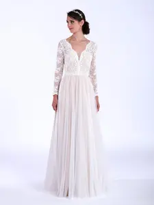 Boho wedding dress with long sleeves