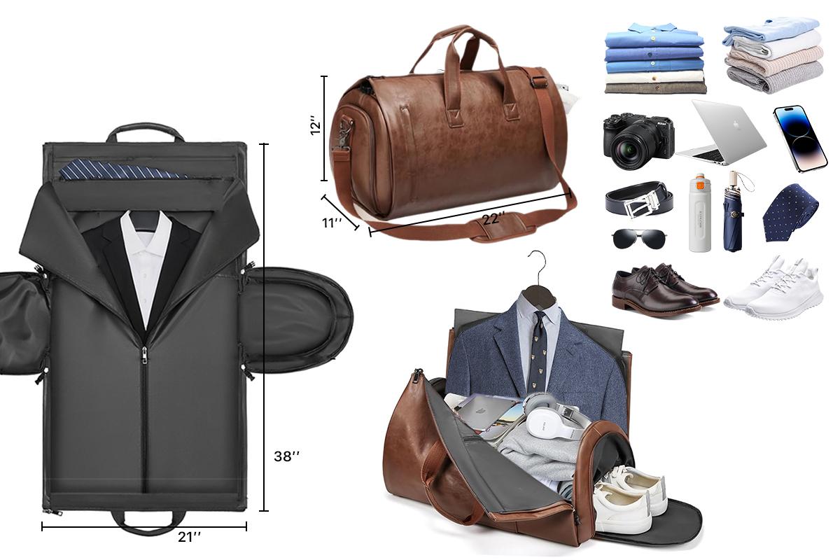 Lefame Travel Duffle Bag with Shoe Compartment, Foldable Carry-On Weekender Bag for Men and Women, Oxford Cloth Overnight Bag with Organized Pockets and Adjustable Shoulder Strap