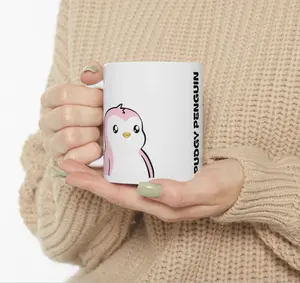 Pink Polly Pudgy Penguin Ceramic Mug, (11oz)