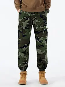 Men's Camouflage Cargo Pants, Elastic Waistband, Comfortable Casual Design, Perfect for Outdoor Activities, Stylish Workwear