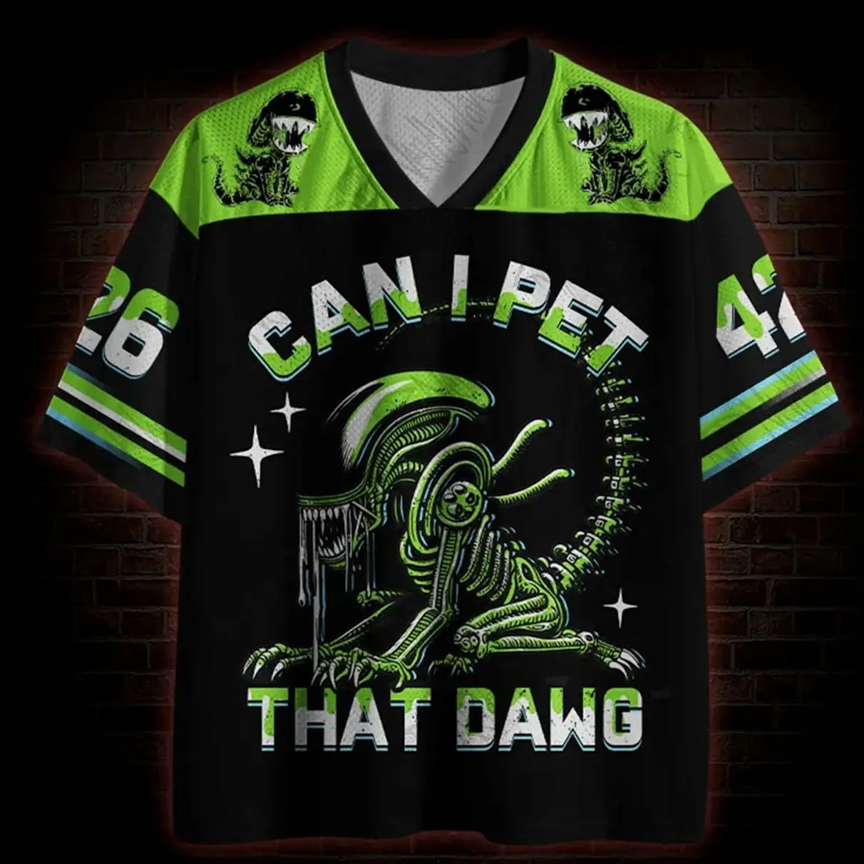 Can I Pet That Dawg Mesh Jersey → Can I Pet That Dawg Mesh Jersey, Funny Viral Meme Sports Jersey, Dog Lover Baseball Style Mesh Shirt, Oversized Streetwear WGP