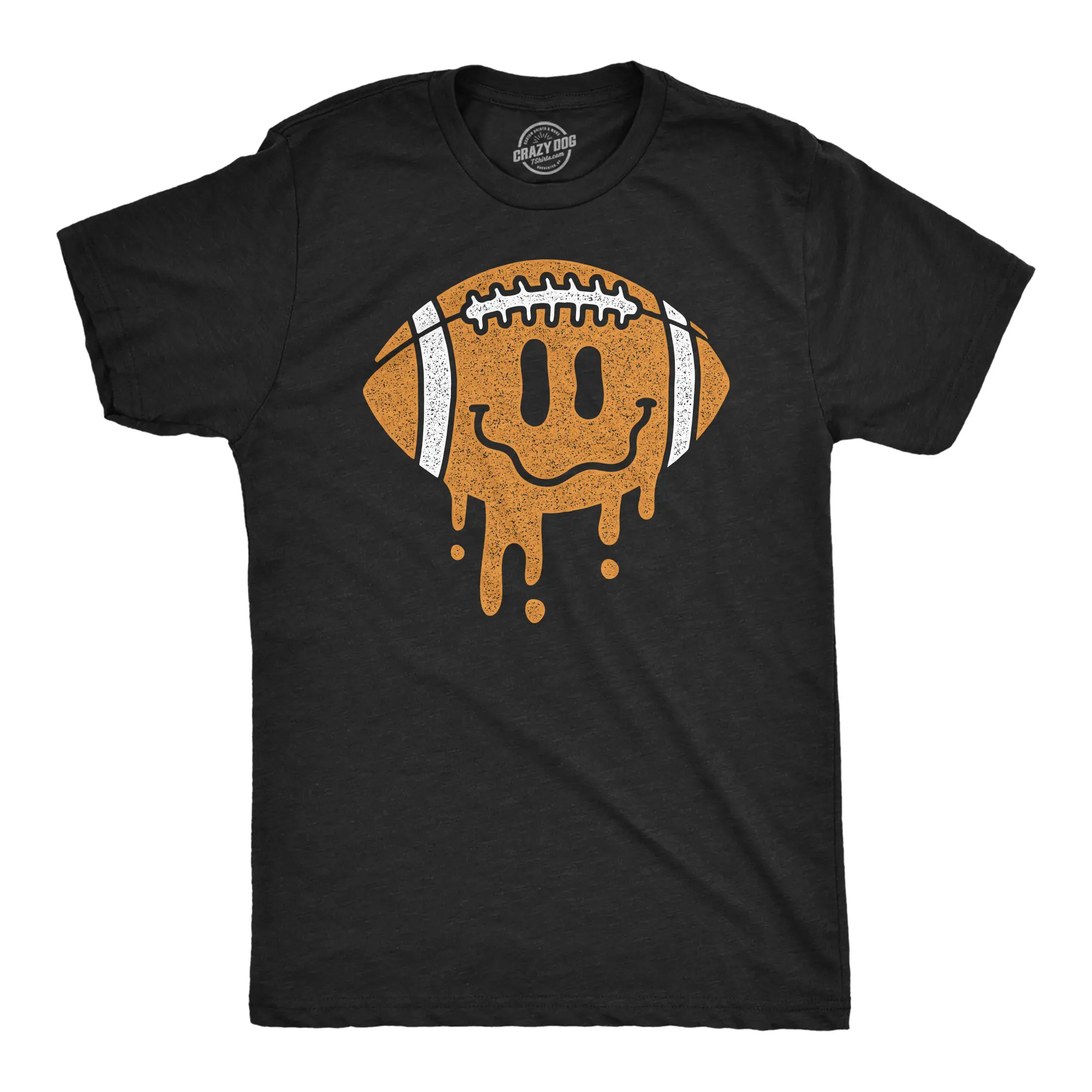 Mens Dripping Football Smile Funny T Shirts Sports Graphic Tee for Men Mens Funny T Shirts Cool Vintage Fashion T-Shirt Gift Classic Menswear Funny Football Short Sleeve Novelty Tees for Guys Black -